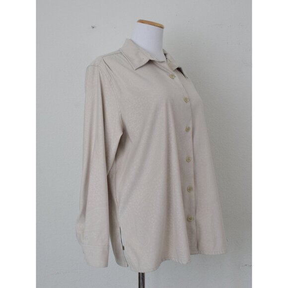 Vintage 90s Beige Floral Shirt Long Sleeves - Picture 4 of 10